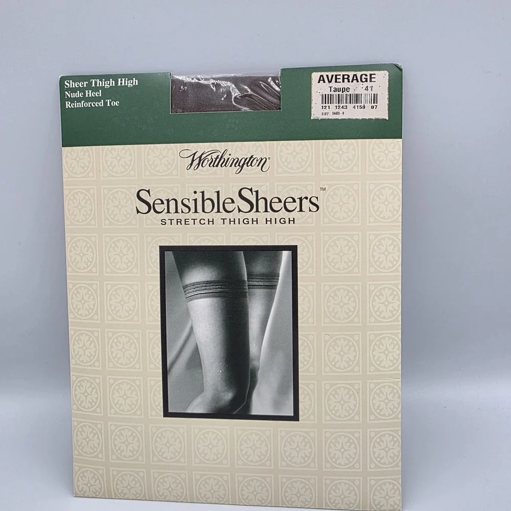 VTG Worthington Sensible‎ Sheers Stretch Thigh High Taupe 41 Size Average NEW